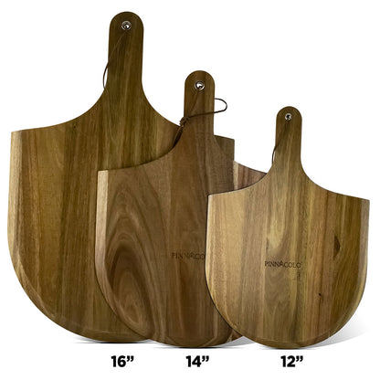 PINNACOLO ACACIA Wood Pizza Peel Bundle Package (3 in 1 package 12” 14” & 16” peels)